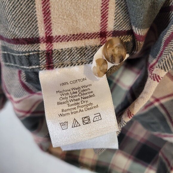 Eddie Bauer Button Up Shirt Mens XLT Green Plaid 100% Cotton Long Sleeve Top - Picture 4 of 8